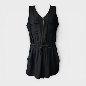 PS LOVE Black Sleeveless Lightweight Zipper Front Romper W/ Pockets | EUC
